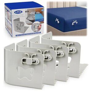 Bed Sheet Holders for Corners, Fitted Sheet- Fits All Mattress Sizes- (4) Pack